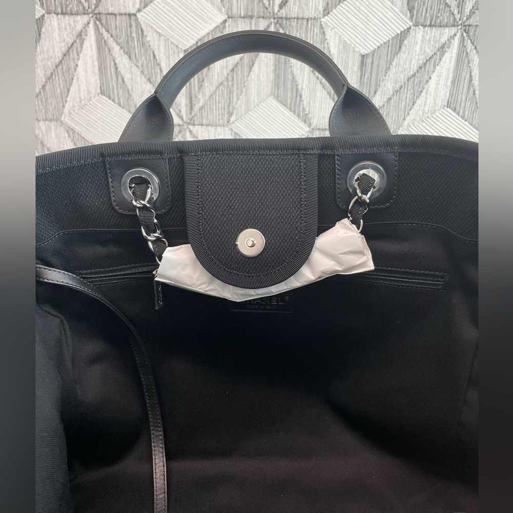 CHANEL Black Canvas Pearl Large Deauville Tote - Picture 4 of 10